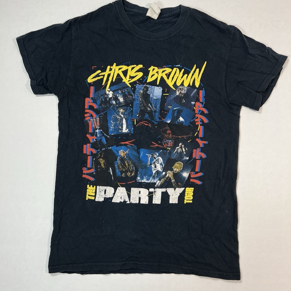 Chris Brown T Shirt Mens Sz Small The Party Tour Cotton Black - Picture 1 of 7